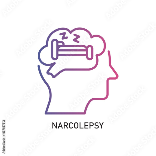 Photos Narcolepsy Outline Illustration,Outline style icon of narcolepsy for mental heal