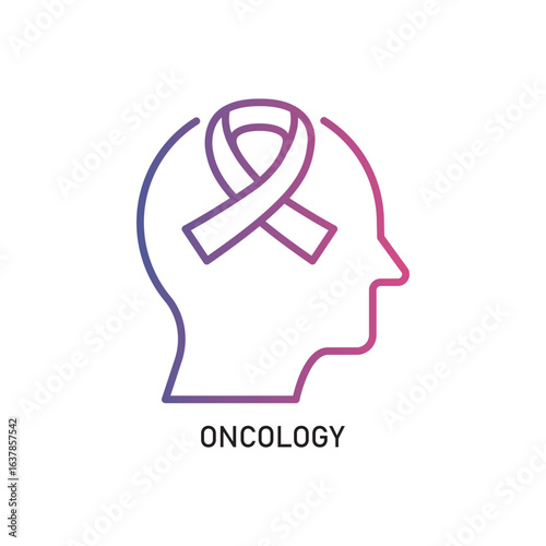 ONCOLOGY Outline Illustration,Outline style icon of oncology for mental health, wellness, education, and awareness designs