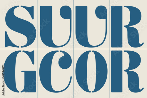 Blue letters spelling out suur and gcor arranged on a grid with a light background color 100 char