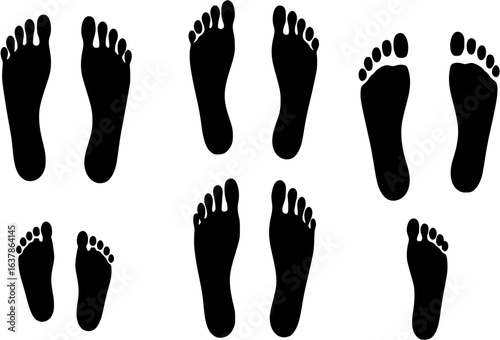 Set different human footprints. Baby footprint - stock vector.
