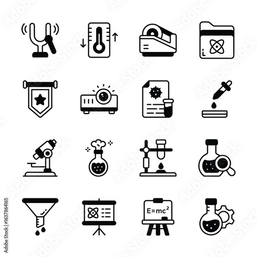 Get this trendy pack of science and research glyph icons