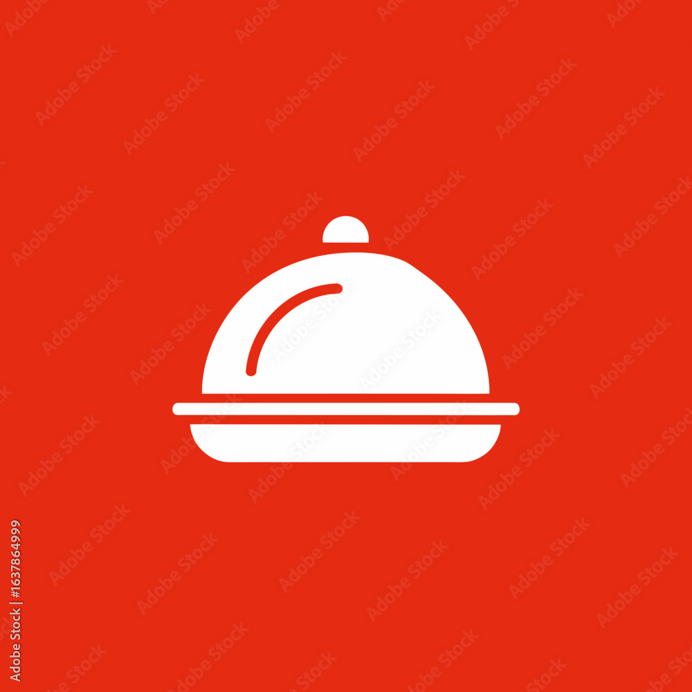 Fototapeta premium Vector art of white food serving dish icon on red background