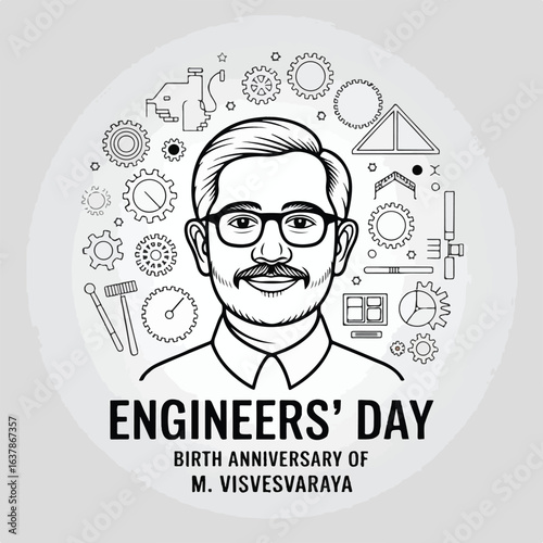 Engineers' Day India – Sir M. Visvesvaraya Tribute Illustration.