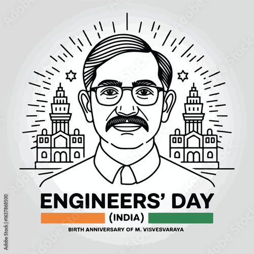 Engineers' Day India – Sir M. Visvesvaraya Tribute Illustration.