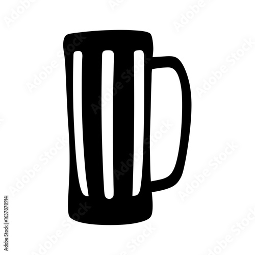 Isolated black and white beer mug vector illustration for pub bar restaurant design and logo use
