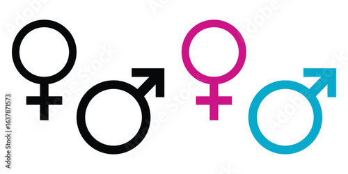 Male and Female gender vector symbol icon set illustration isolated on white background