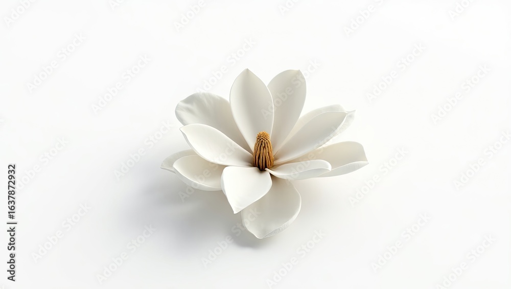 Fototapeta premium Elegant white magnolia flower on a plain background.