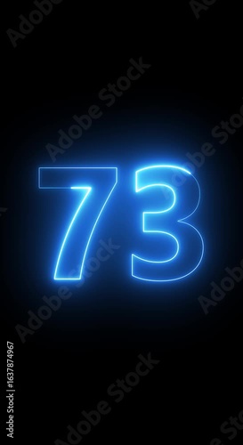 Wallpaper Mural glowing cyan color neon 73 text, Educational concept ,neon 73 number, promote advertising concept isolate using QuickTime black background 4k animation Torontodigital.ca