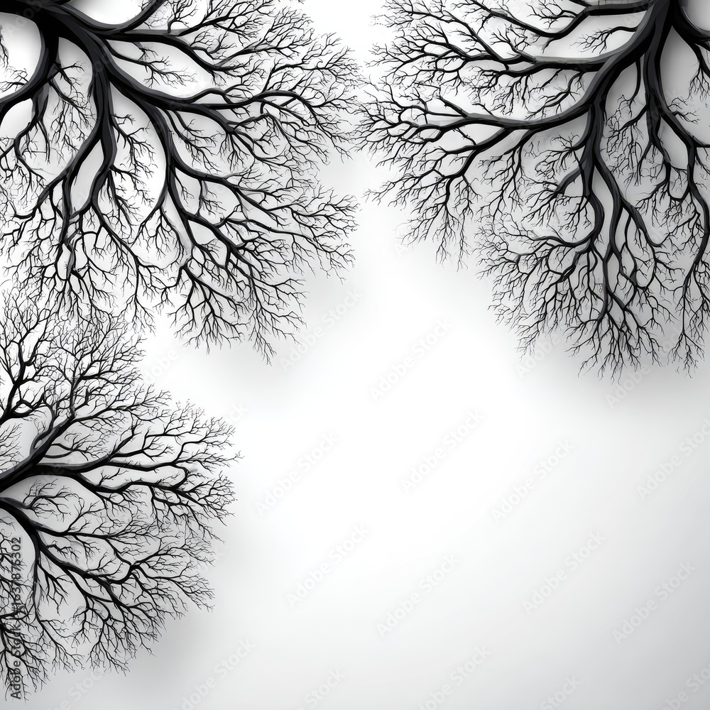 Fototapeta premium Black tree branches on white background