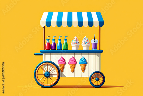 Summer Carnival food ice cream concession stand Icon