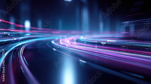 Abstract Light Trails Background: Capturing Speed and Futuristic Energy in Blue and Purple Tones