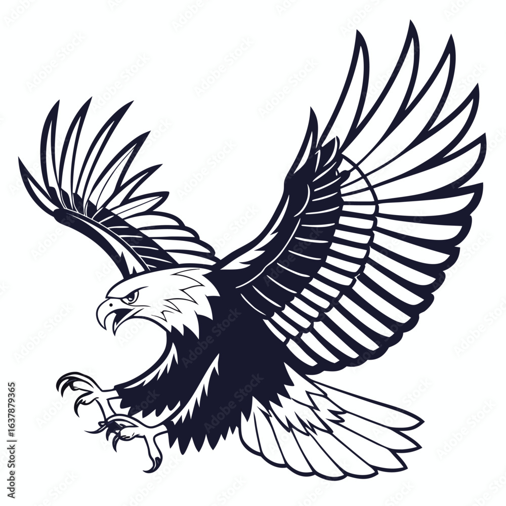 Obraz premium A powerful and majestic eagle illustration in flight preparing for a landing