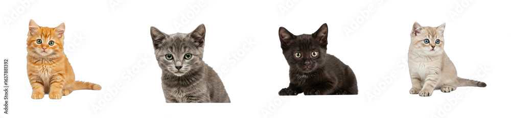 Obraz premium Playful kittens interacting in a cozy home environment captured in a heartwarming pet session. Cut out PNG set