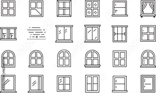  Window Icons in Different Shapes and Styles for Building Design