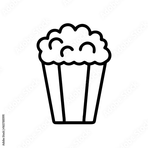 Popcorn in striped container on white background  