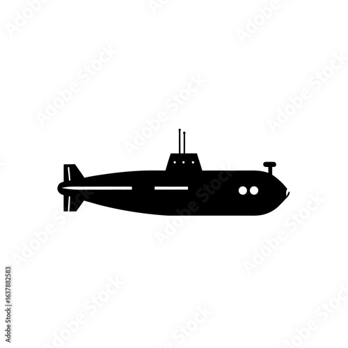 Silhouette of a sub on transparent background