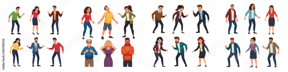 Fototapeta premium People Expressing Various Emotions: Happy, Sad, Angry, and Confused