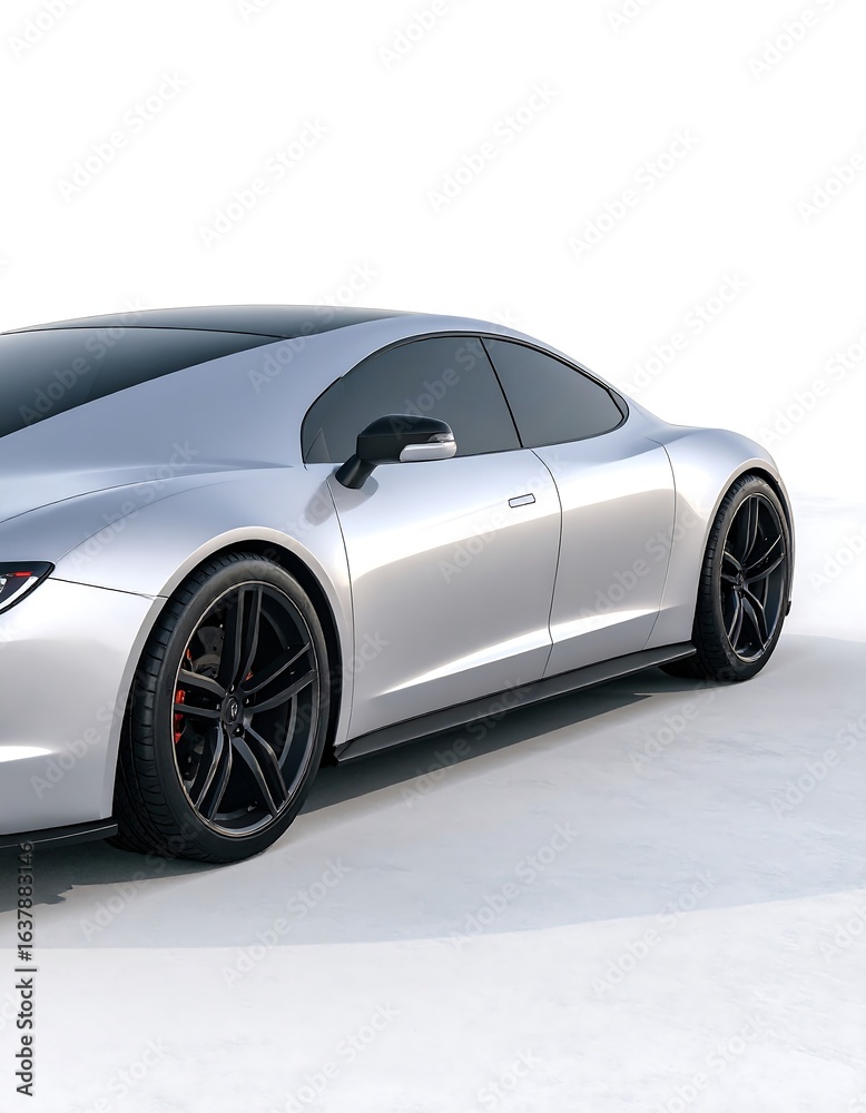Fototapeta premium Sleek silver electric car design