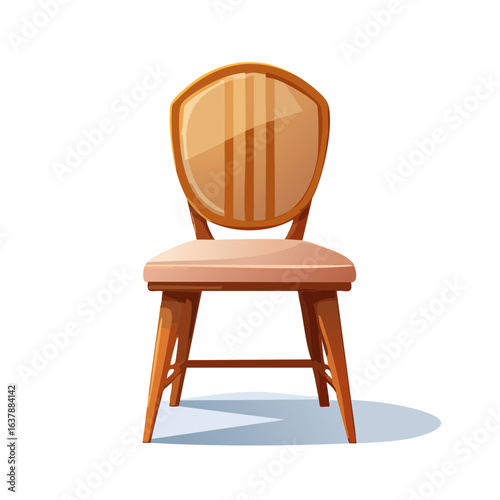 Cartoon wooden chair illustration furniture seating design object indoor domestic furnishing