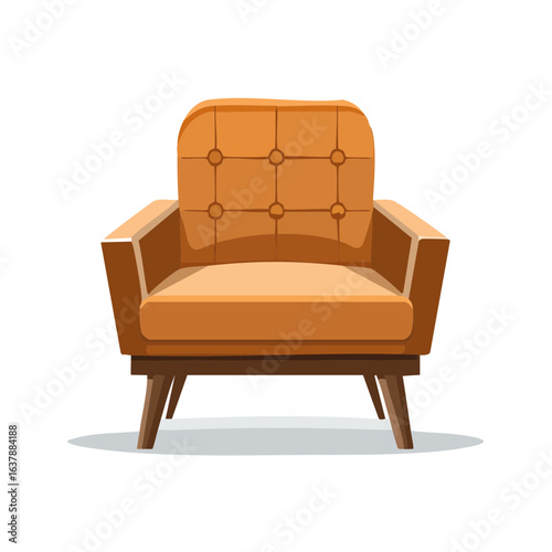 Elegant orange armchair with button details illustration Indoor furniture seating for lounge living room comfort and relaxation icon design