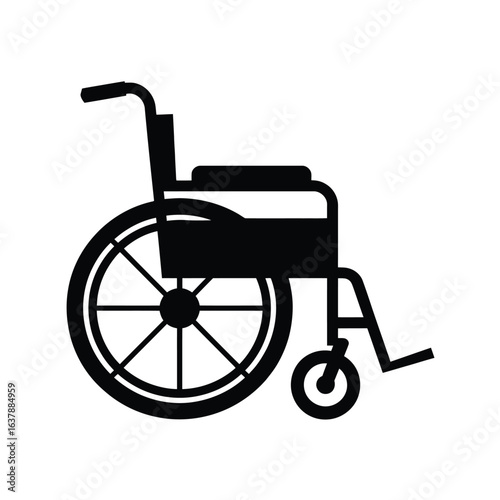 Simple black silhouette of a wheelchair