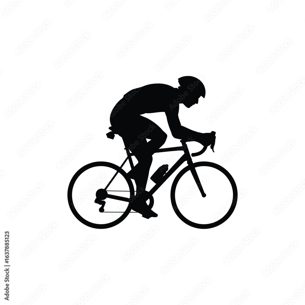 Fototapeta premium Silhouette of a cyclist in motion on a road bike