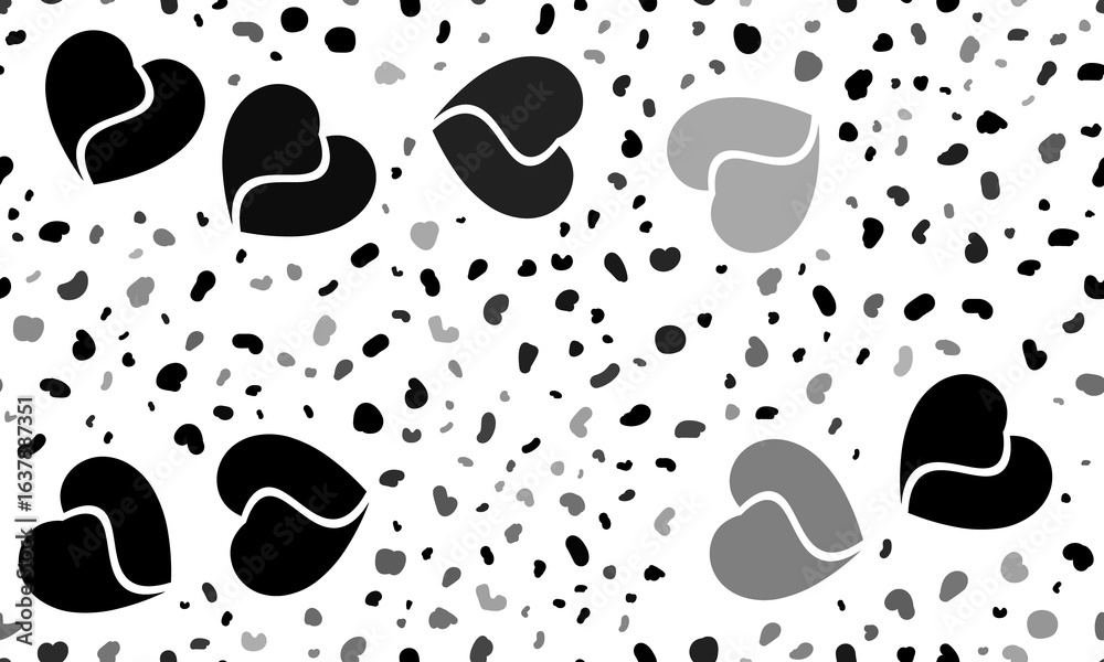 Fototapeta premium Abstract seamless pattern with two halves of a heart symbols. Creative leopard backdrop. Illustration on transparent background