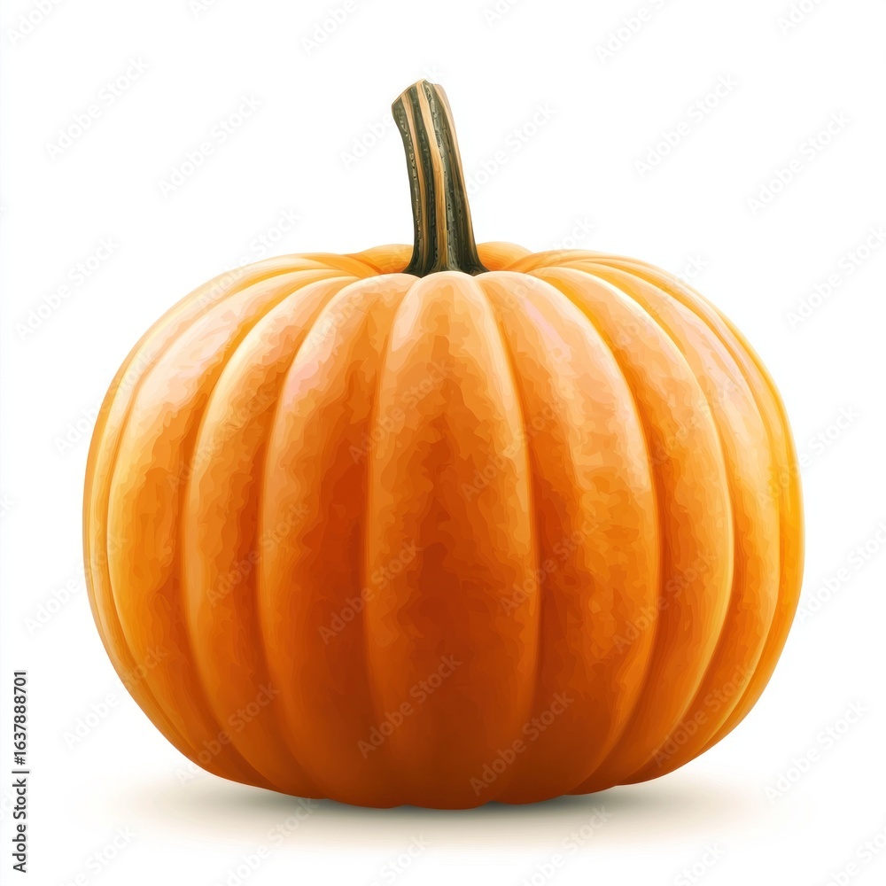 Obraz premium Orange Pumpkin Isolated on White Background. Halloween Concept. Autumn Harvest Clip Art. Pumpkin with Clipping Path. Fall Season Decoration Design.