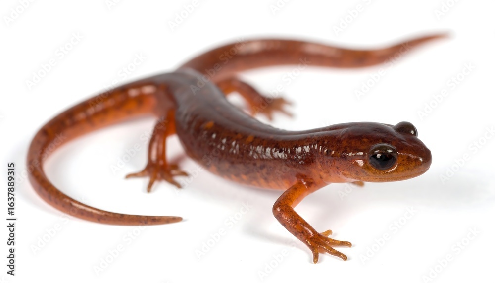 Obraz premium Small reddish-brown lizard against white background