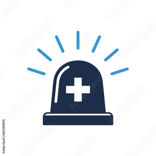 Emergency Medical Siren Icon Depicting Safety and Urgency With Simple Shapes and Striking Colors Showing Emergency Medical Services