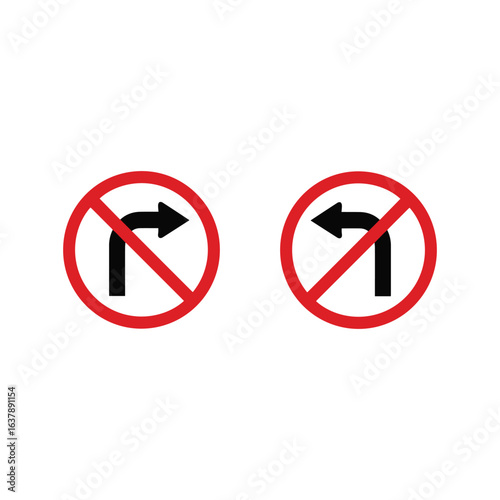 Free Download Road Safety No U Turn Signs with Symbolic Red Circle and Cross Line Indicating Turn Restriction For Transportation - GFXLoad