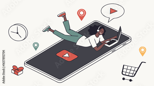 Woman Streaming Online Video on a Smartphone.