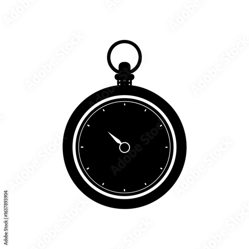 Antique pocket watch on transparent background silhouette