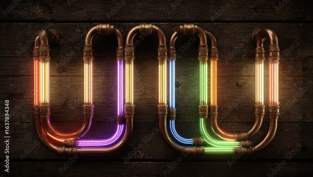 Obraz premium Colorful, glowing, stylized letters 