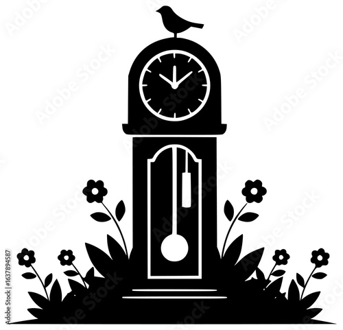 beautiful clock plant in the morning with dew drops surrounded by green leaves and blooming flowers