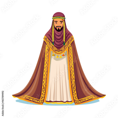 Arabian man in traditional clothing Middle Eastern male in formal robe costume