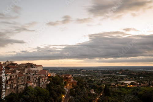 sunset over the city of Ariccia