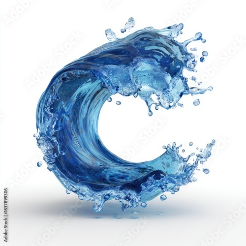 Fototapeta Naklejka Na Ścianę i Meble -  A swirling blue wave of water