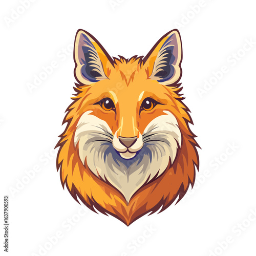 Fox Portrait Illustration Isolated against a Black Backdrop Detailed Fur Texture Bright Eyes Sharp Ears