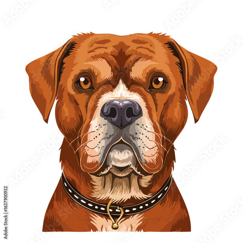 Brown dog head illustration against black background portrait of canine pet animal