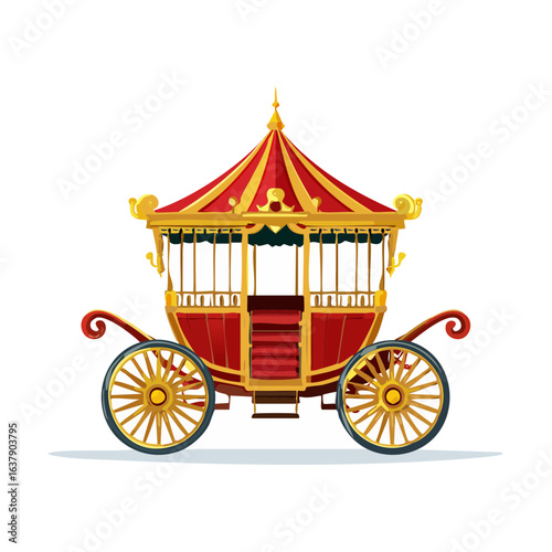 Elegant royal carriage vintage coach for fairy tale luxury transport concept