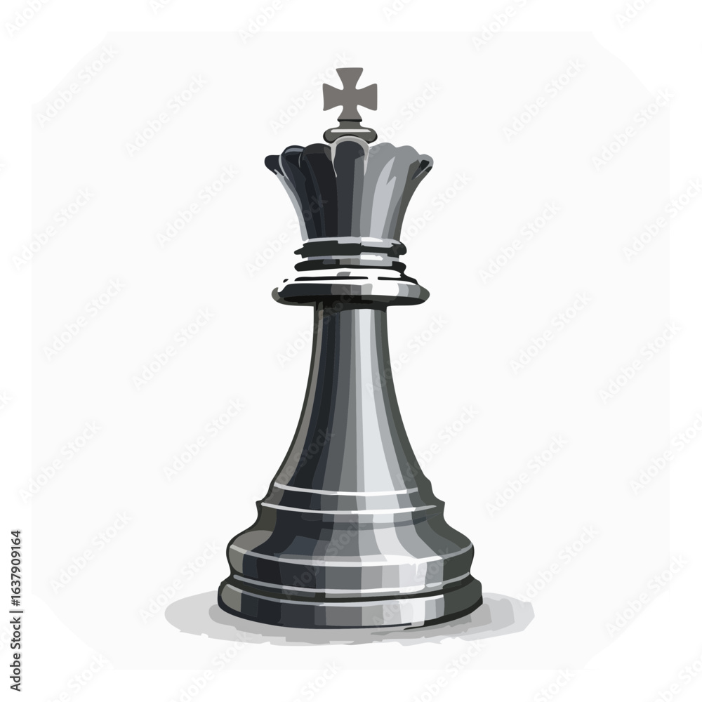 Chess king illustration in metallic silver finish for strategy or competition themed designs Board game piece artwork Chess king illustration in metallic silver finish for strategy or competition themed designs Board game piece artwork