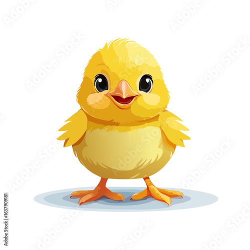 Cute Yellow Baby Chick Illustration Springtime Hatchling Happy Little Fowl Cartoon Bird
