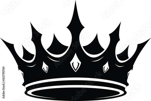 Elegant black silhouette of a royal crown