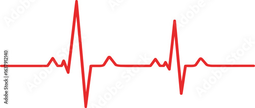 Red heartbeat ekg line on white background