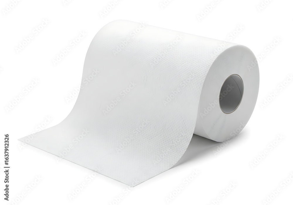Fototapeta premium Toilet paper roll isolated on white background for hygiene and sanitation