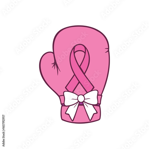 pink boxing glove with a ribbon symbolizing the fight against breast cancer. A powerful icon of strength hope and courage for cancer awareness