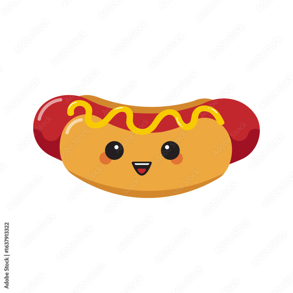 Naklejka premium Cute Hotdog Icon