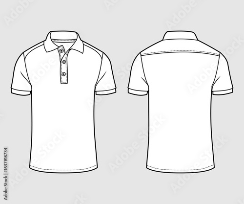 Shirt Flat Sketch Front and Back View for Fashion Design
