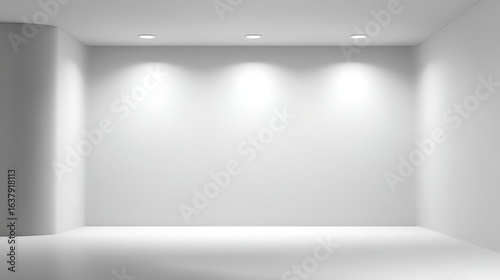 Wallpaper Mural Minimalist White Empty Room with Spotlights, Ideal for Mockups and Product Displays in a Modern Setting Torontodigital.ca